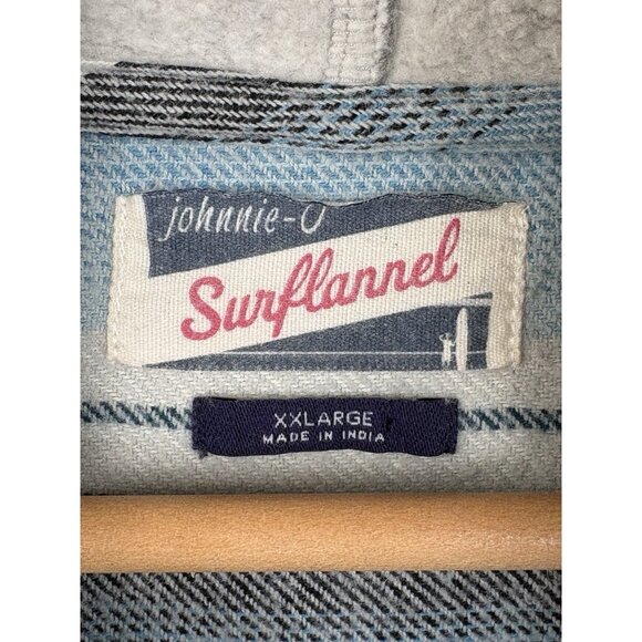 Johnnie O Surflannel Carver Button Up Hoodie Men’s 2XL Blue Shacket Surf Shirt - Picture 8 of 16